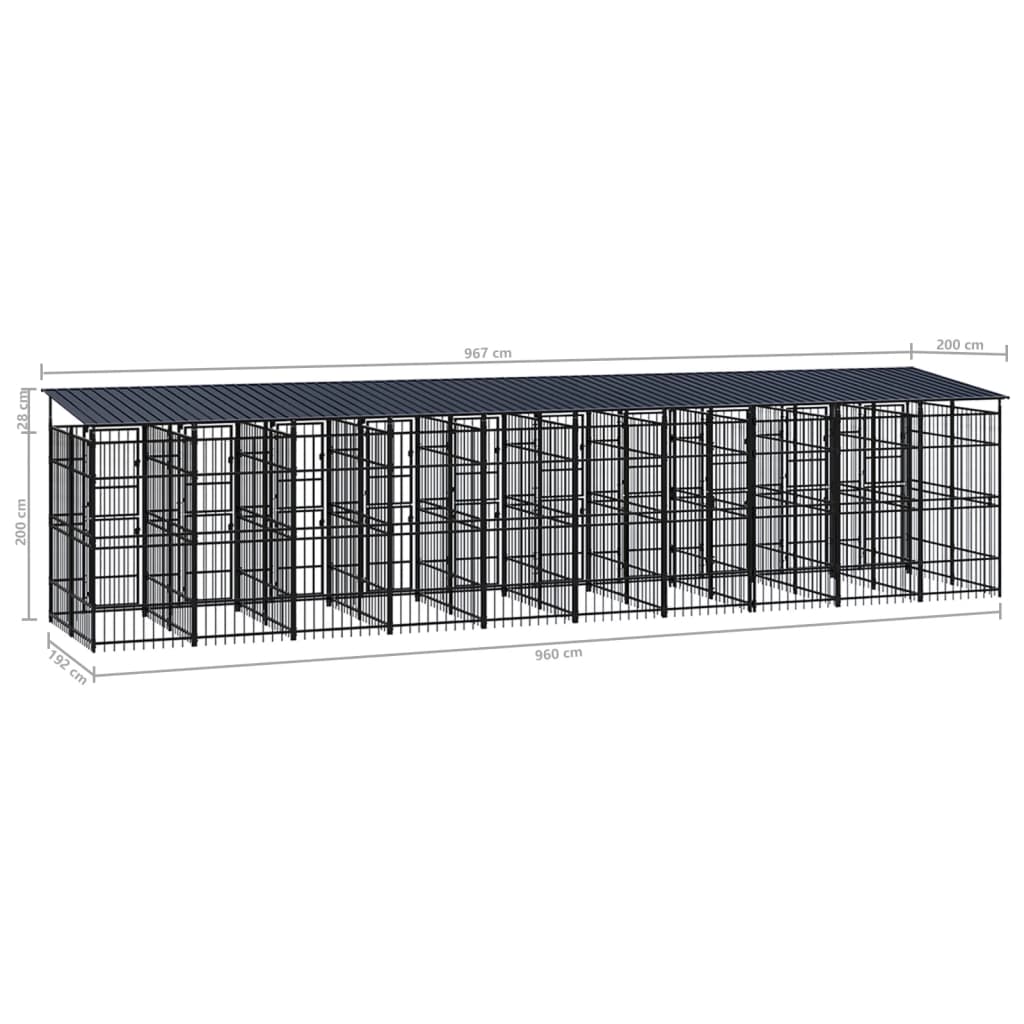 Hondenkennel met dak 18,43 m² staal is nu te koop bij PeponiXL, paradijselijk wonen!