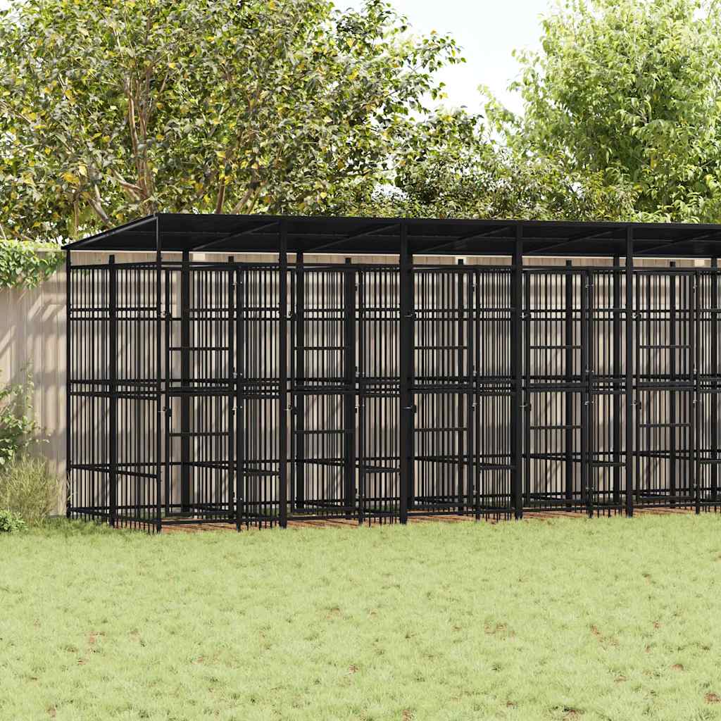 Hondenkennel met dak 18,43 m² staal is nu te koop bij PeponiXL, paradijselijk wonen!