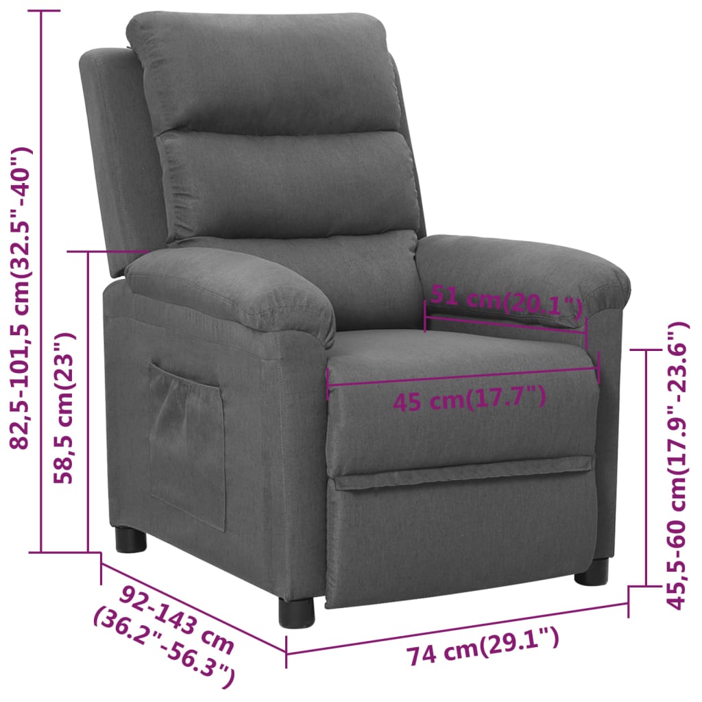 Fauteuil verstelbaar stof lichtgrijs is nu te koop bij PeponiXL, paradijselijk wonen!