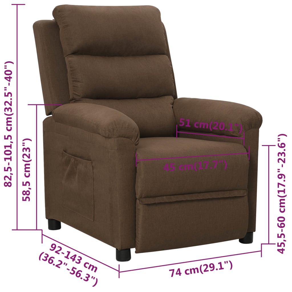 Fauteuil verstelbaar stof bruin is nu te koop bij PeponiXL, paradijselijk wonen!