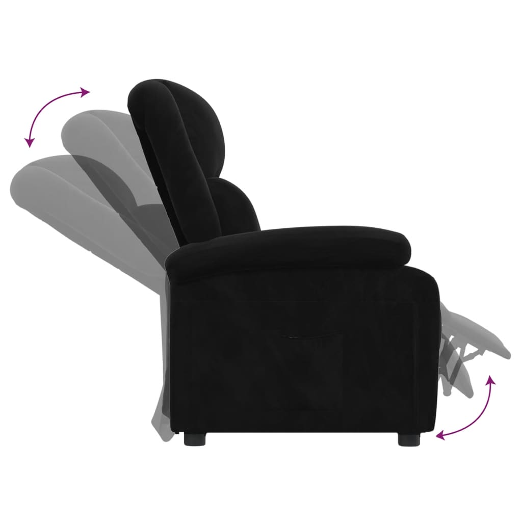 Fauteuil verstelbaar fluweel zwart is nu te koop bij PeponiXL, paradijselijk wonen!
