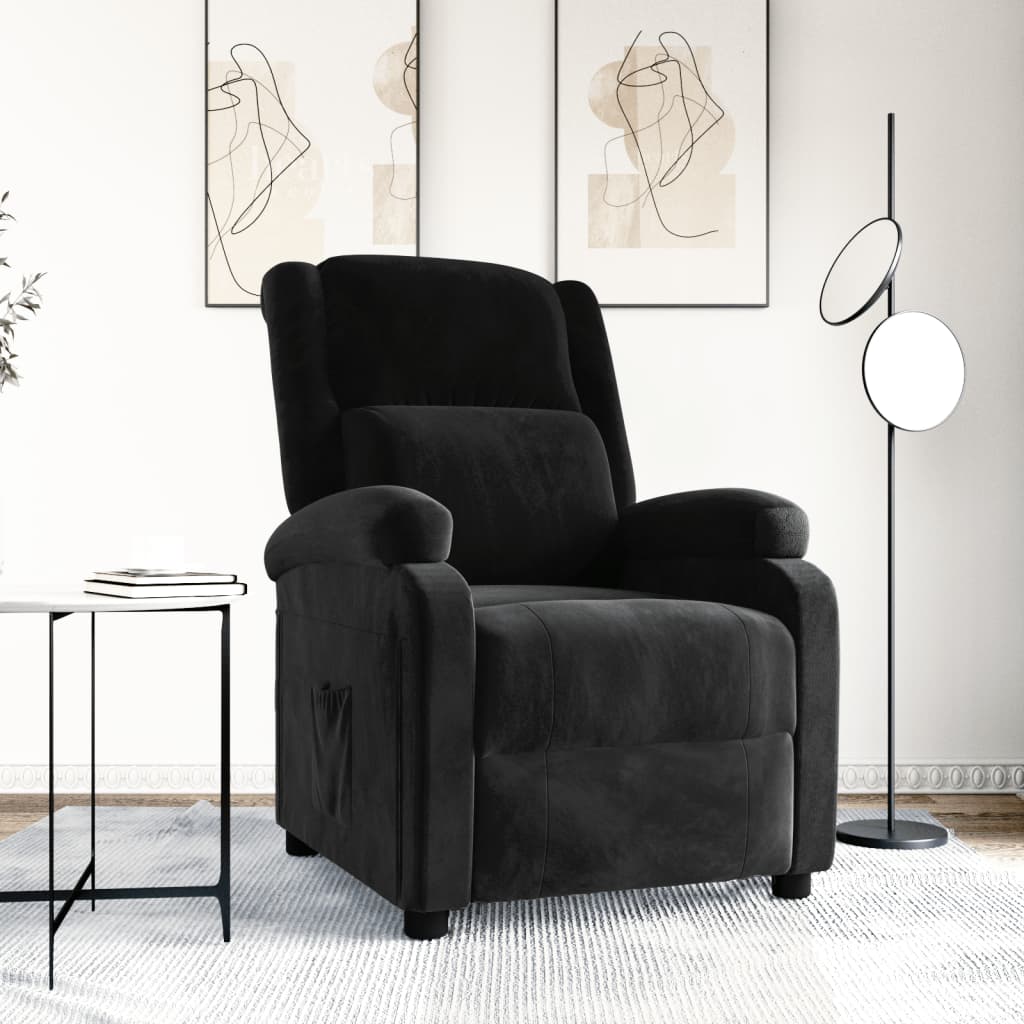 Fauteuil verstelbaar fluweel zwart is nu te koop bij PeponiXL, paradijselijk wonen!