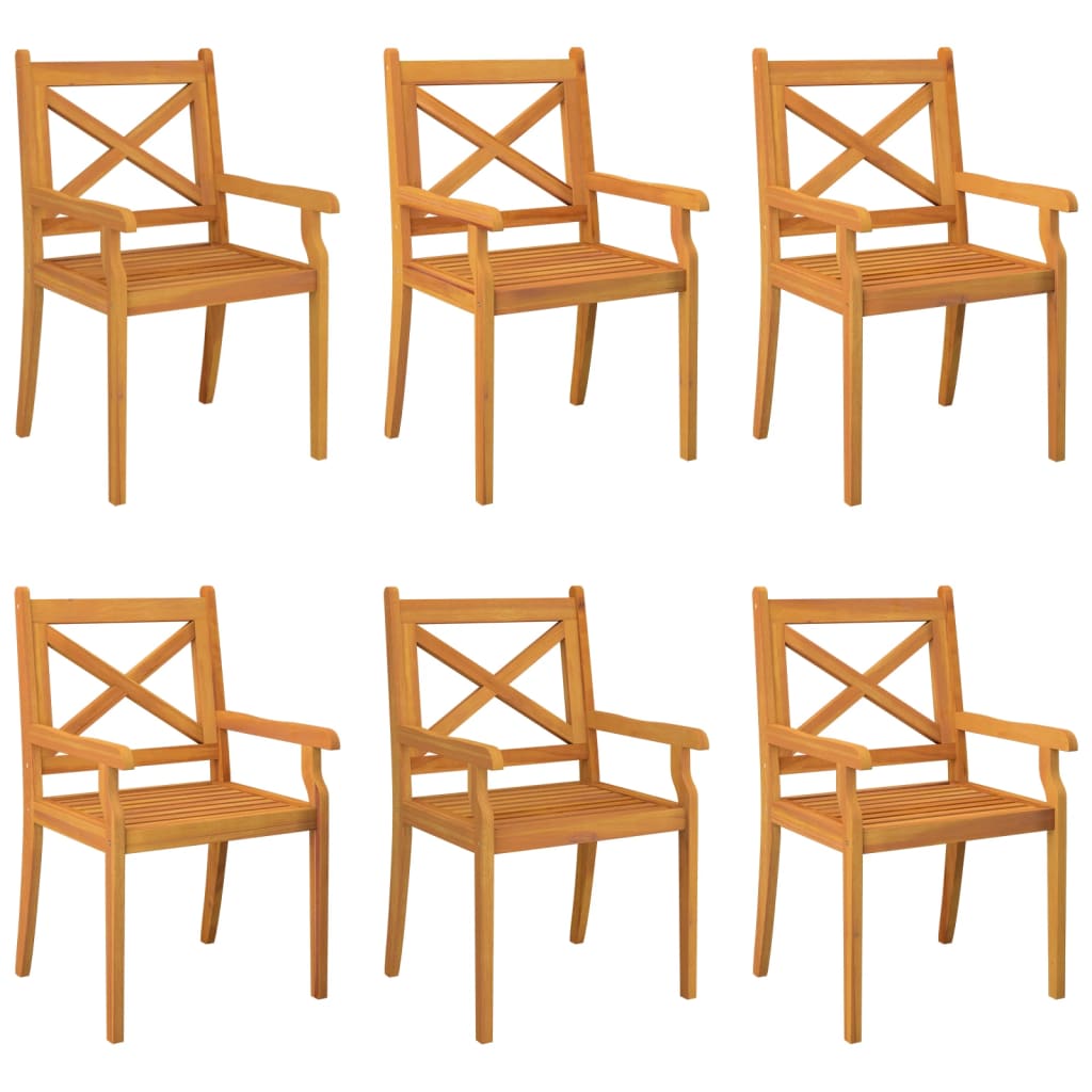 Tuinstoelen 6 st massief acaciahout is nu te koop bij PeponiXL, paradijselijk wonen!