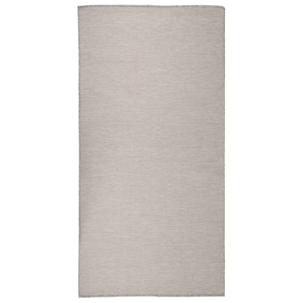 Buitenkleed platgeweven 100x200 cm lichtgrijs