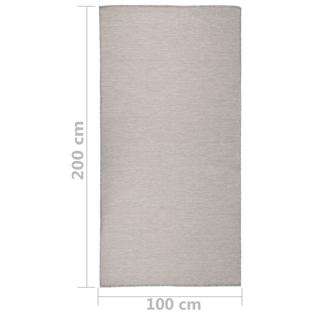 Buitenkleed platgeweven 100x200 cm lichtgrijs