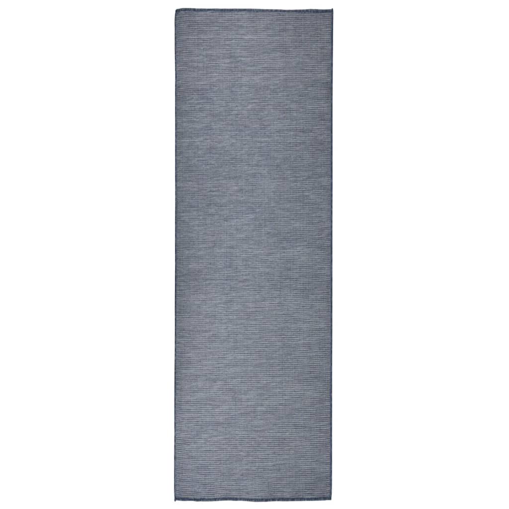 Buitenkleed platgeweven 80x250 cm blauw is nu te koop bij PeponiXL, paradijselijk wonen!