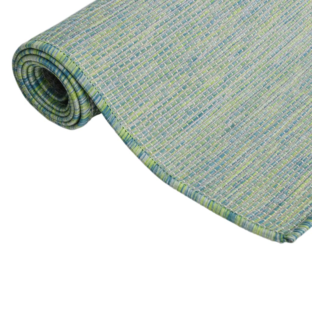 Buitenkleed platgeweven 140x200 cm turquoise