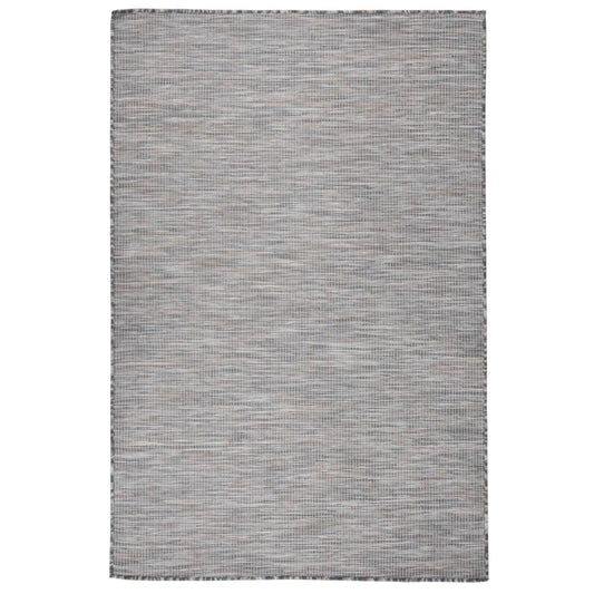 Buitenkleed platgeweven 120x170 cm bruin en blauw is nu te koop bij PeponiXL, paradijselijk wonen!