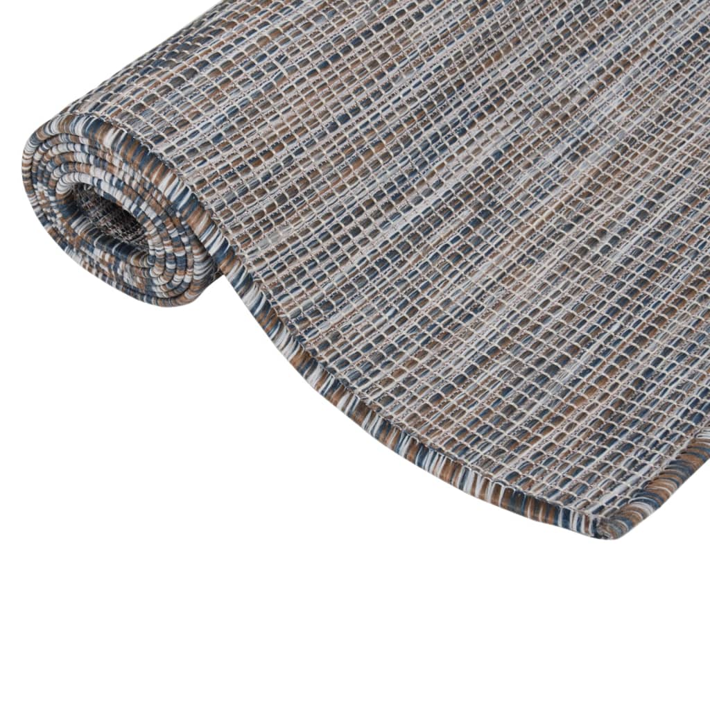 Buitenkleed platgeweven 120x170 cm bruin en blauw is nu te koop bij PeponiXL, paradijselijk wonen!