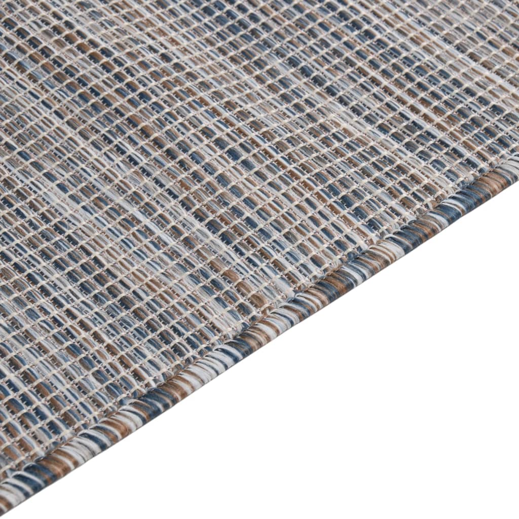 Buitenkleed platgeweven 120x170 cm bruin en blauw is nu te koop bij PeponiXL, paradijselijk wonen!