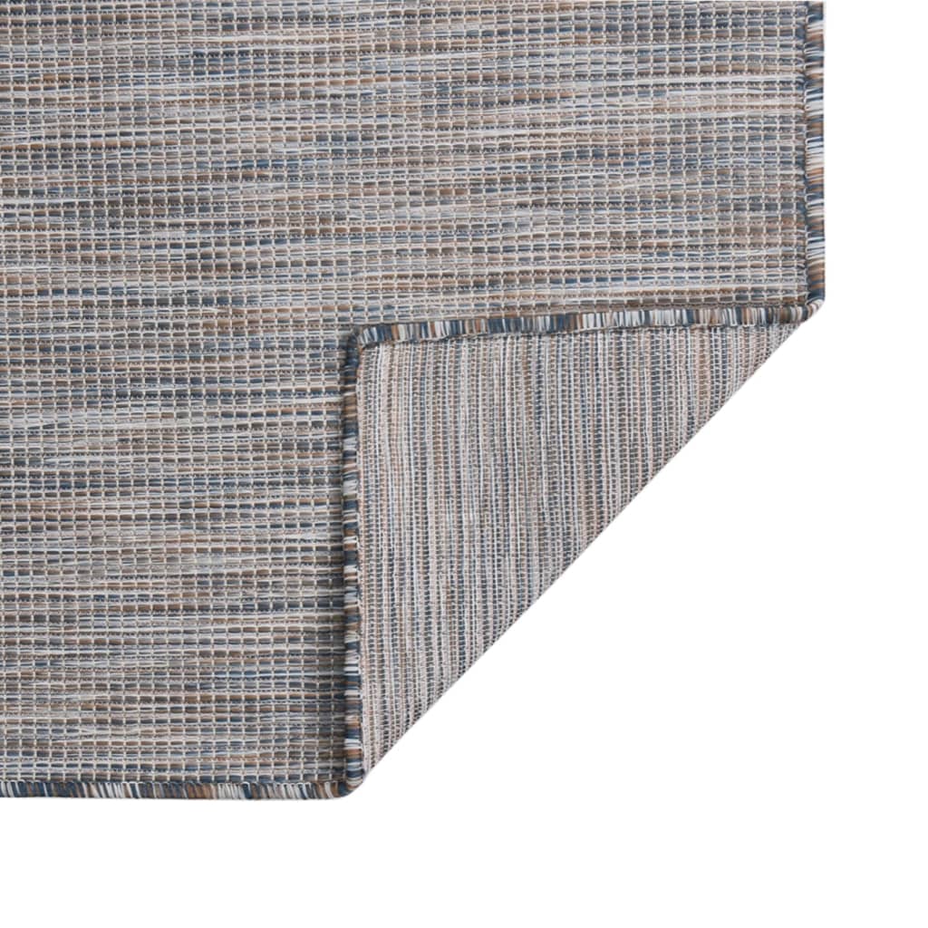 Buitenkleed platgeweven 200x280 cm bruin en blauw is nu te koop bij PeponiXL, paradijselijk wonen!