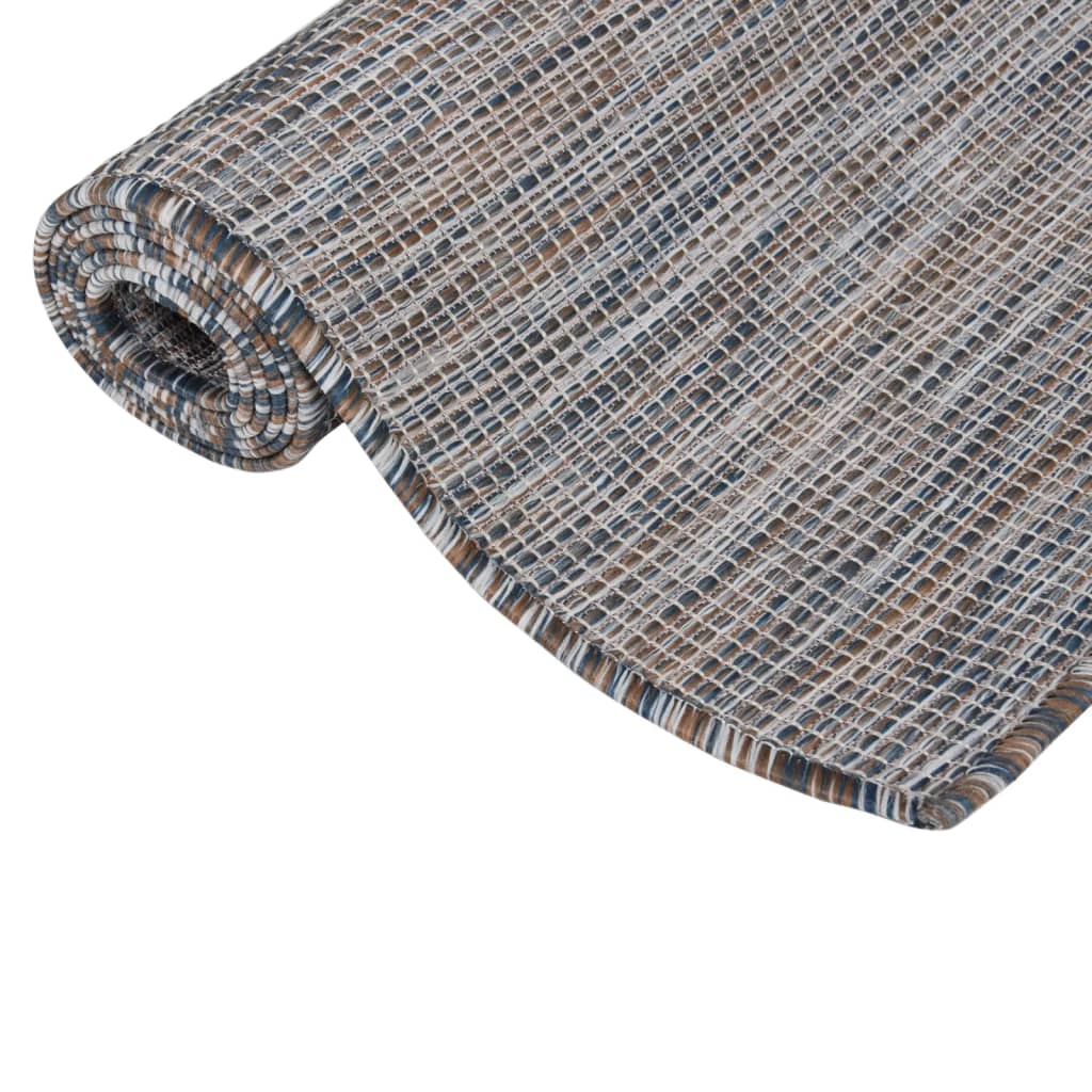 Buitenkleed platgeweven 200x280 cm bruin en blauw is nu te koop bij PeponiXL, paradijselijk wonen!