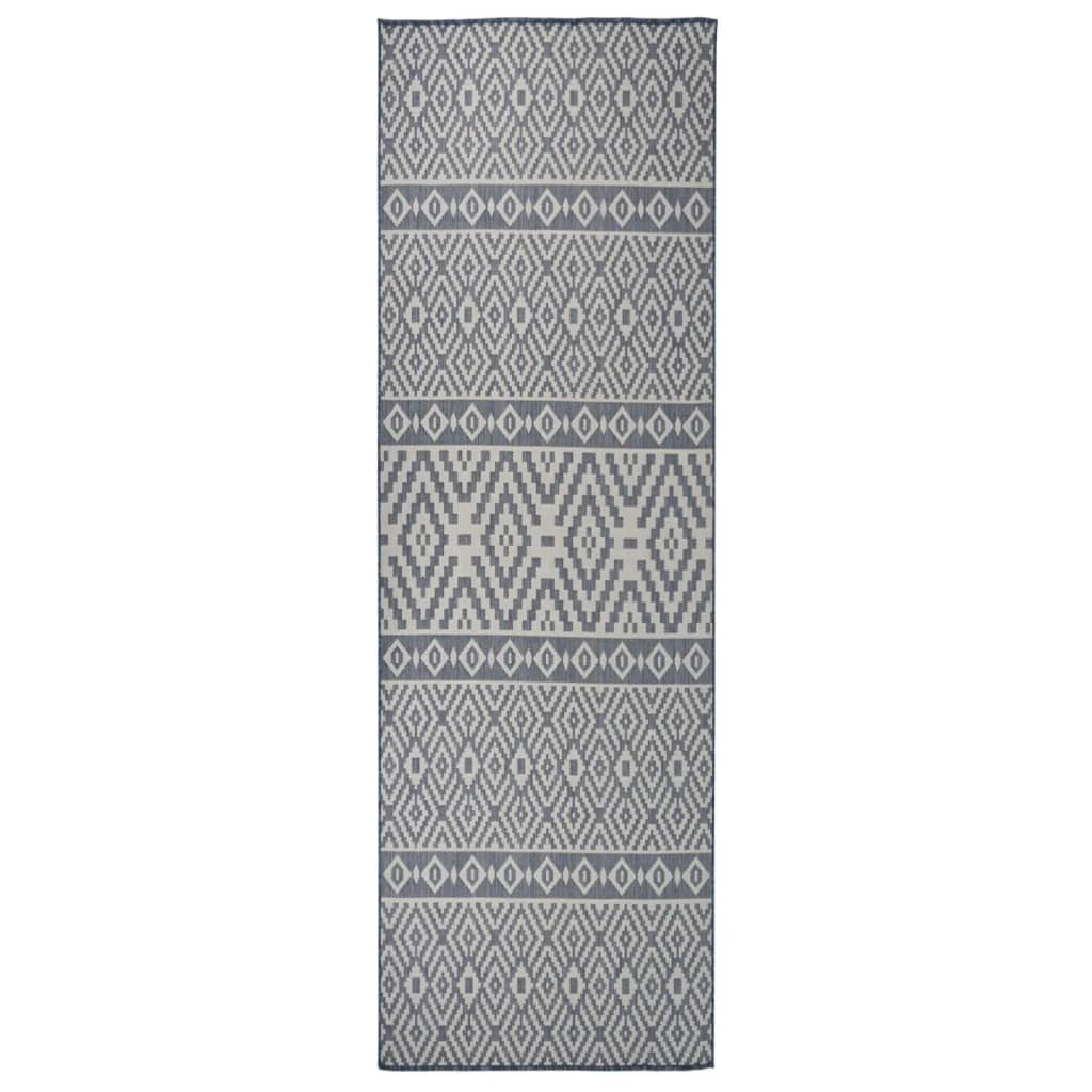 Buitenkleed met patroon platgeweven 80x250 cm blauw is nu te koop bij PeponiXL, paradijselijk wonen!