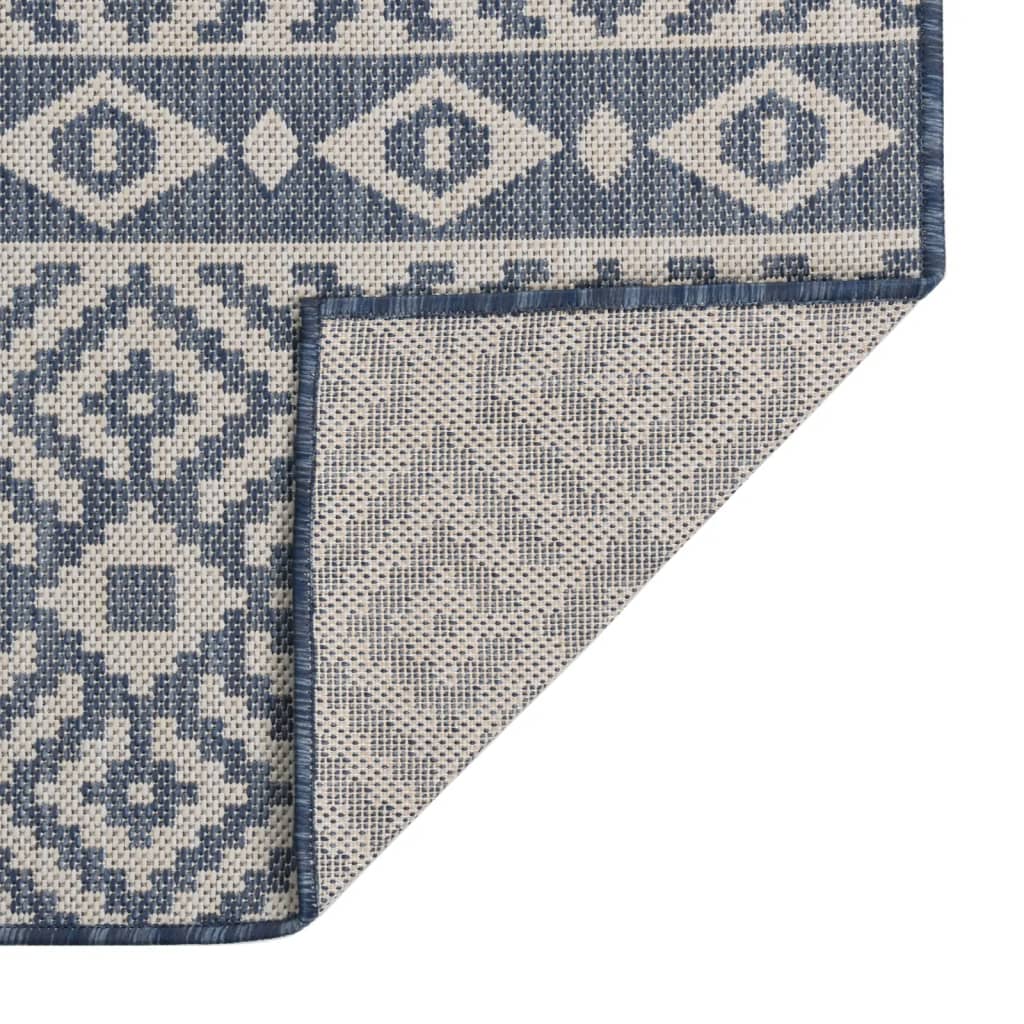 Buitenkleed met patroon platgeweven 80x250 cm blauw is nu te koop bij PeponiXL, paradijselijk wonen!
