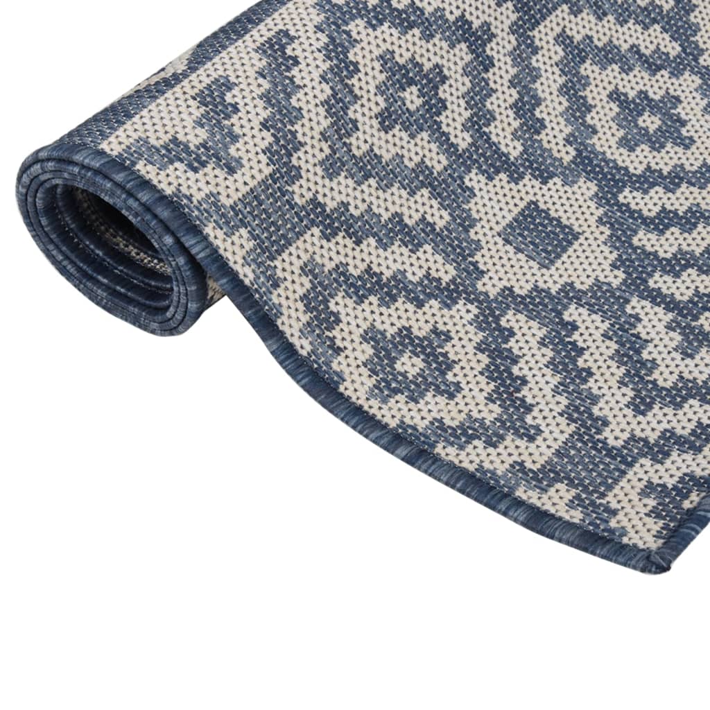 Buitenkleed met patroon platgeweven 80x250 cm blauw is nu te koop bij PeponiXL, paradijselijk wonen!