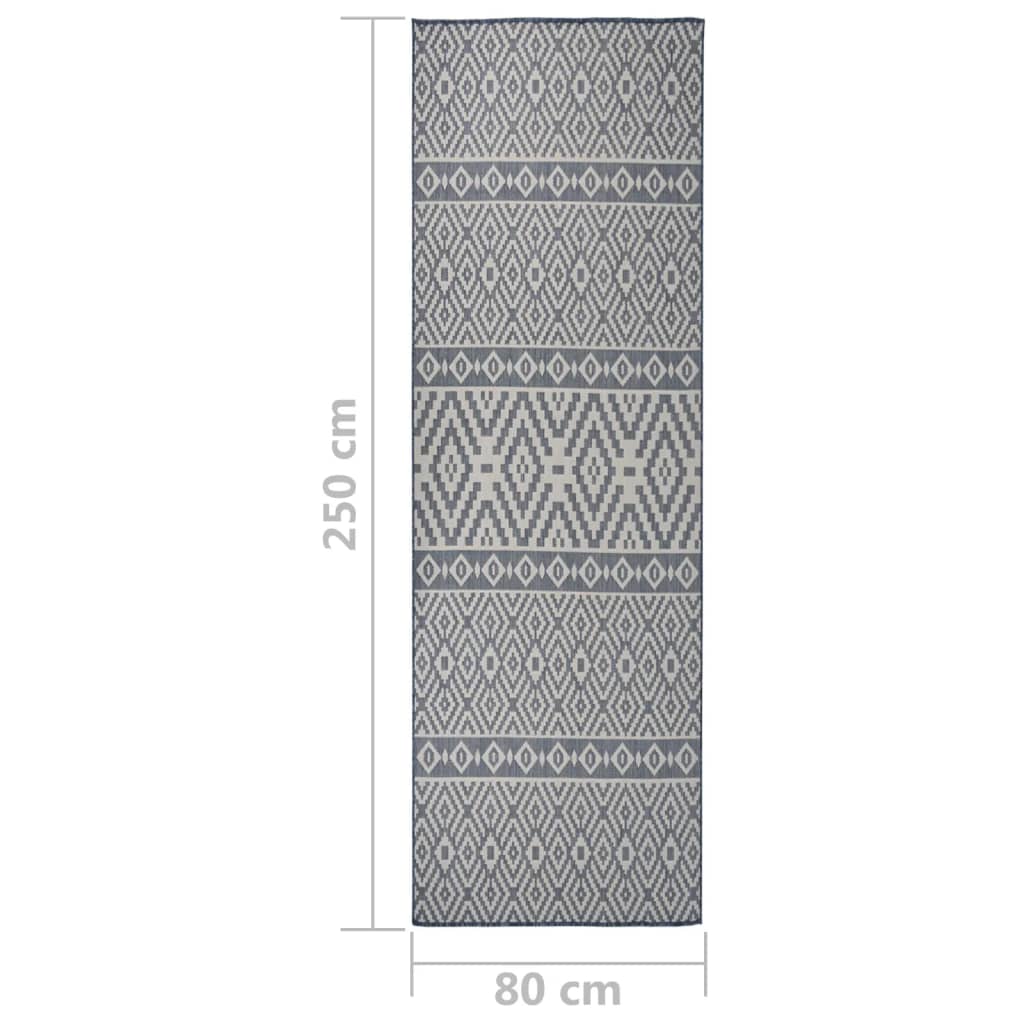 Buitenkleed met patroon platgeweven 80x250 cm blauw is nu te koop bij PeponiXL, paradijselijk wonen!