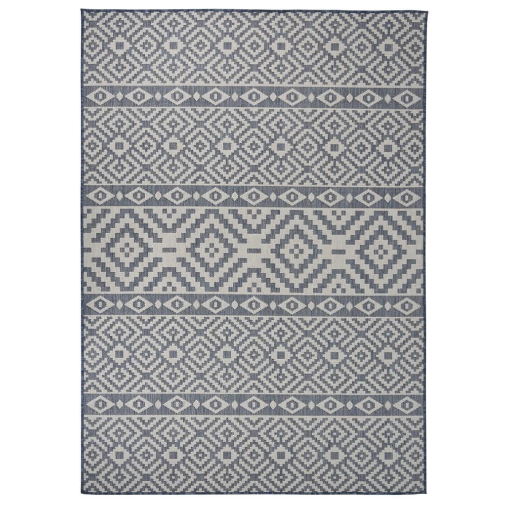 Buitenkleed met patroon platgeweven 120x170 cm blauw is nu te koop bij PeponiXL, paradijselijk wonen!