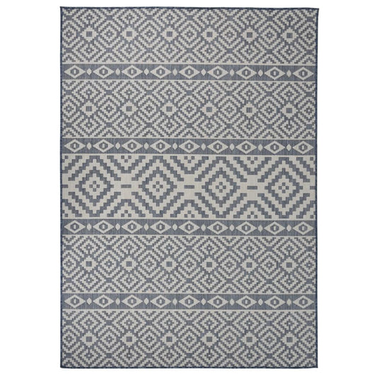 Buitenkleed met patroon platgeweven 120x170 cm blauw is nu te koop bij PeponiXL, paradijselijk wonen!