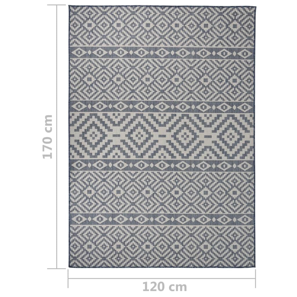 Buitenkleed met patroon platgeweven 120x170 cm blauw is nu te koop bij PeponiXL, paradijselijk wonen!