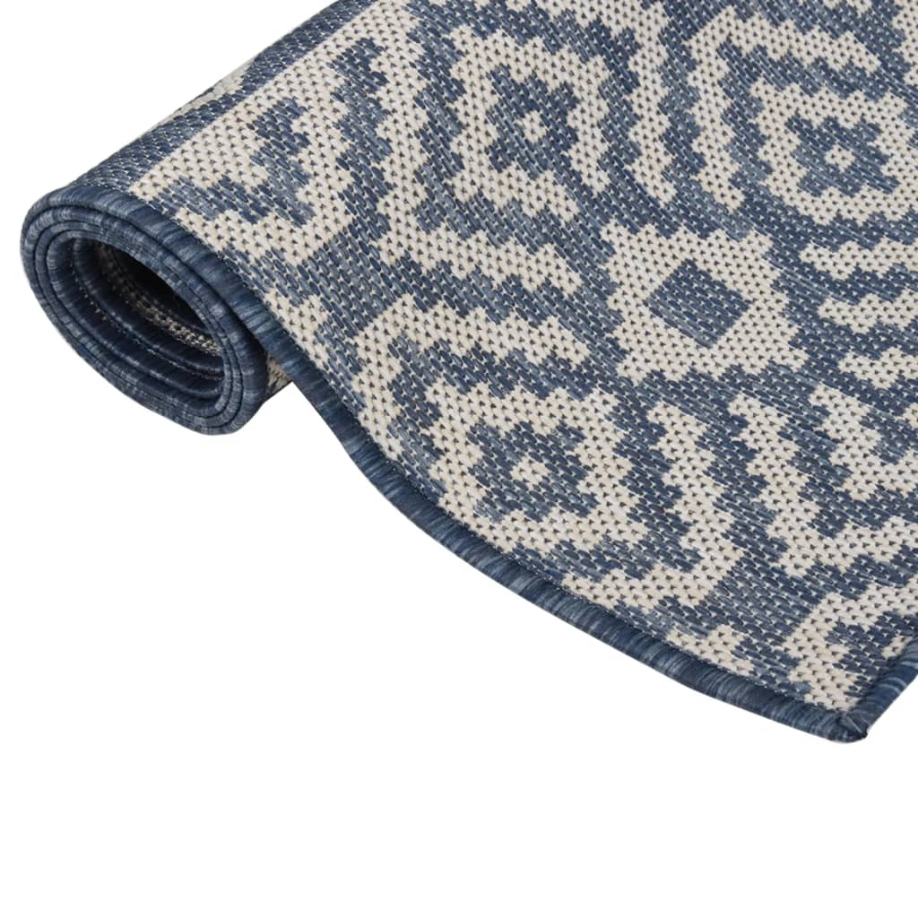 Buitenkleed met patroon platgeweven 160x230 cm blauw is nu te koop bij PeponiXL, paradijselijk wonen!