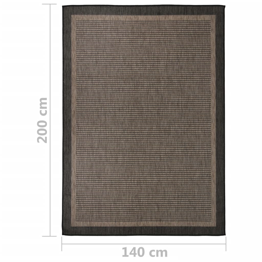 Buitenkleed platgeweven 140x200 cm donkerbruin