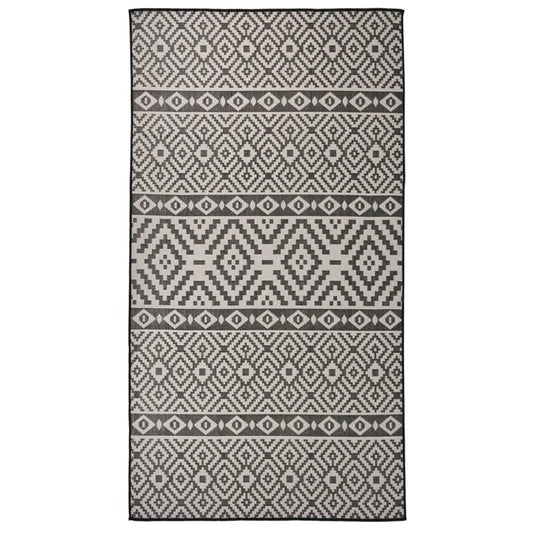 Buitenkleed met patroon platgeweven 80x150 cm zwart is nu te koop bij PeponiXL, paradijselijk wonen!