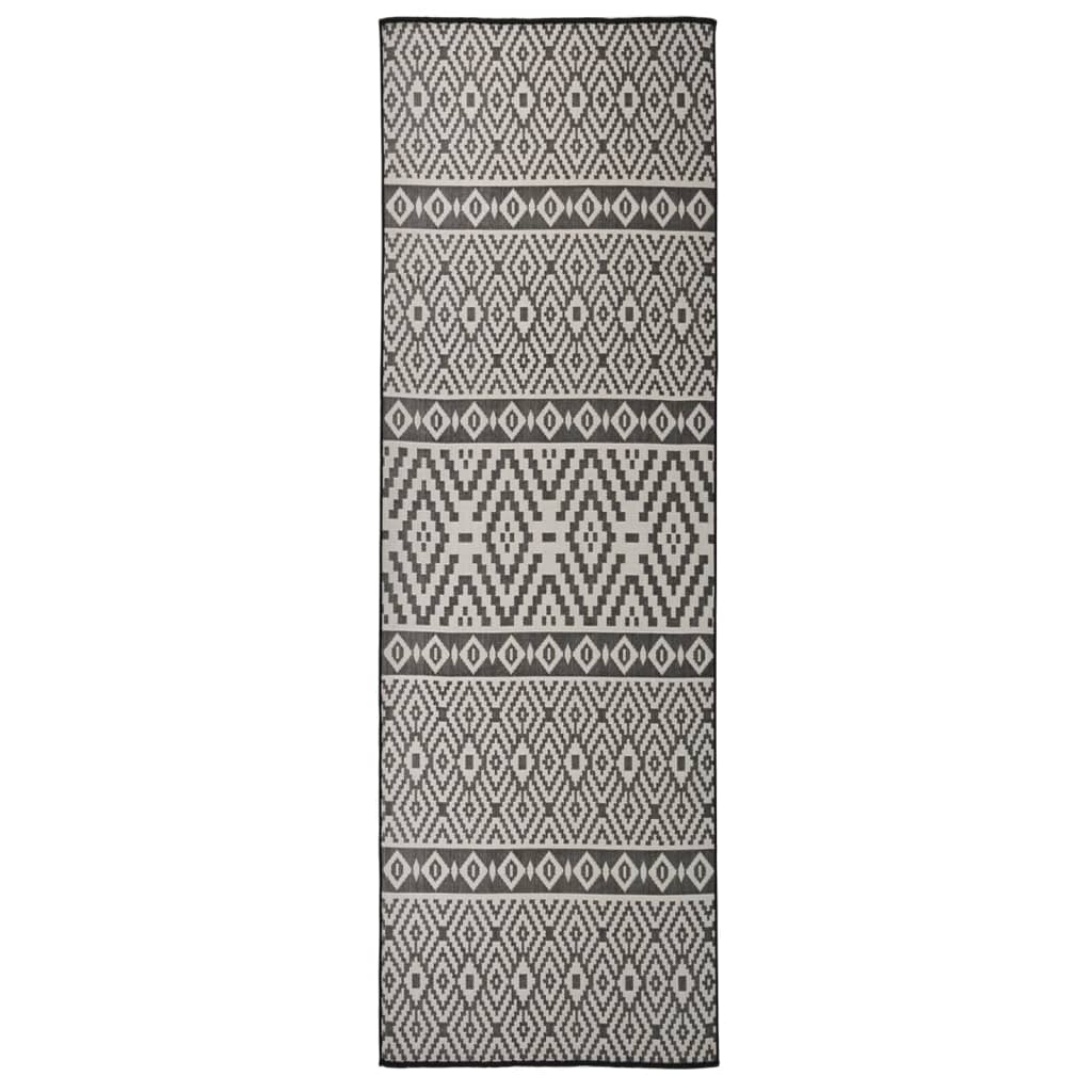 Buitenkleed met patroon platgeweven 80x250 cm zwart is nu te koop bij PeponiXL, paradijselijk wonen!