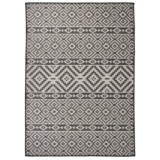 Buitenkleed met patroon platgeweven 120x170 cm zwart is nu te koop bij PeponiXL, paradijselijk wonen!