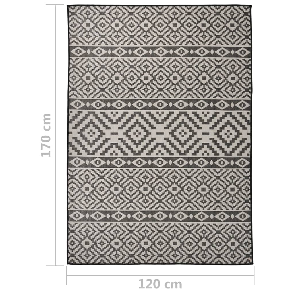 Buitenkleed met patroon platgeweven 120x170 cm zwart is nu te koop bij PeponiXL, paradijselijk wonen!