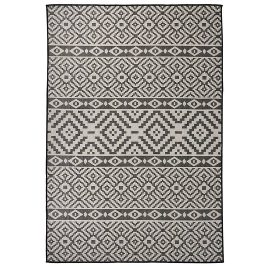 Buitenkleed met patroon platgeweven 160x230 cm zwart is nu te koop bij PeponiXL, paradijselijk wonen!