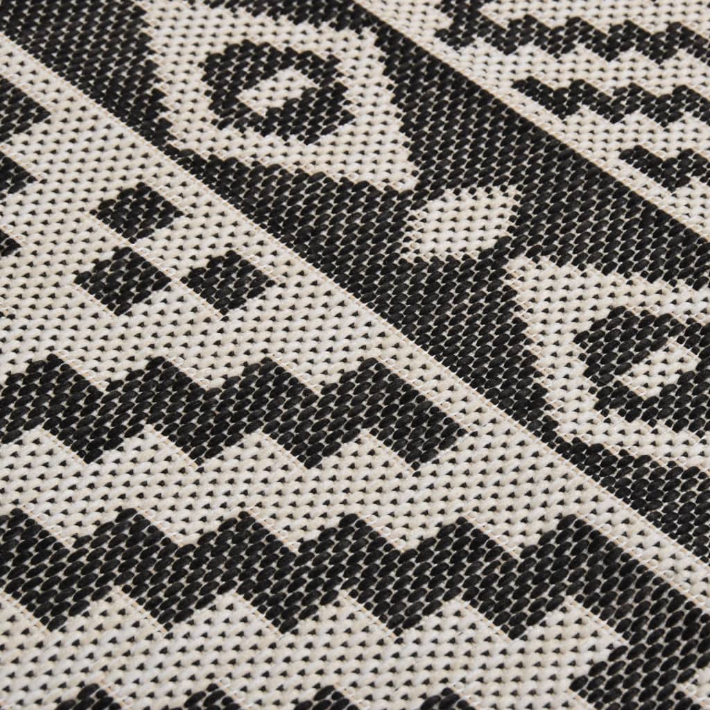 Buitenkleed met patroon platgeweven 160x230 cm zwart is nu te koop bij PeponiXL, paradijselijk wonen!