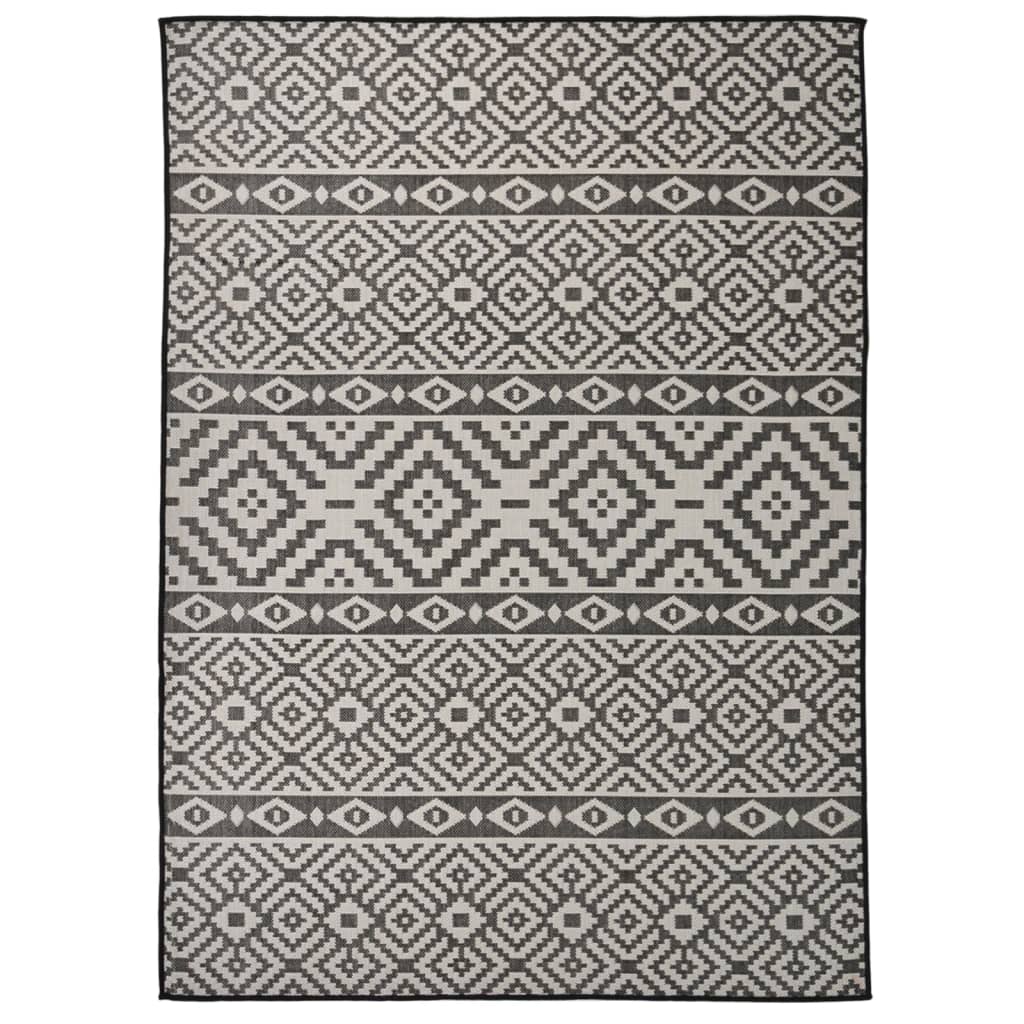 Buitenkleed met patroon platgeweven 200x280 cm zwart is nu te koop bij PeponiXL, paradijselijk wonen!