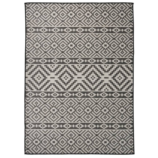 Buitenkleed met patroon platgeweven 200x280 cm zwart is nu te koop bij PeponiXL, paradijselijk wonen!