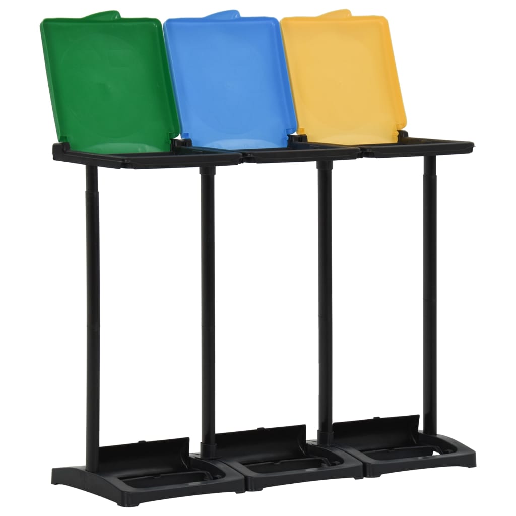 340989 vidaXL Afvalzakstandaards met deksel 240-330 L PP meerkleurig is nu te koop bij PeponiXL, paradijselijk wonen!