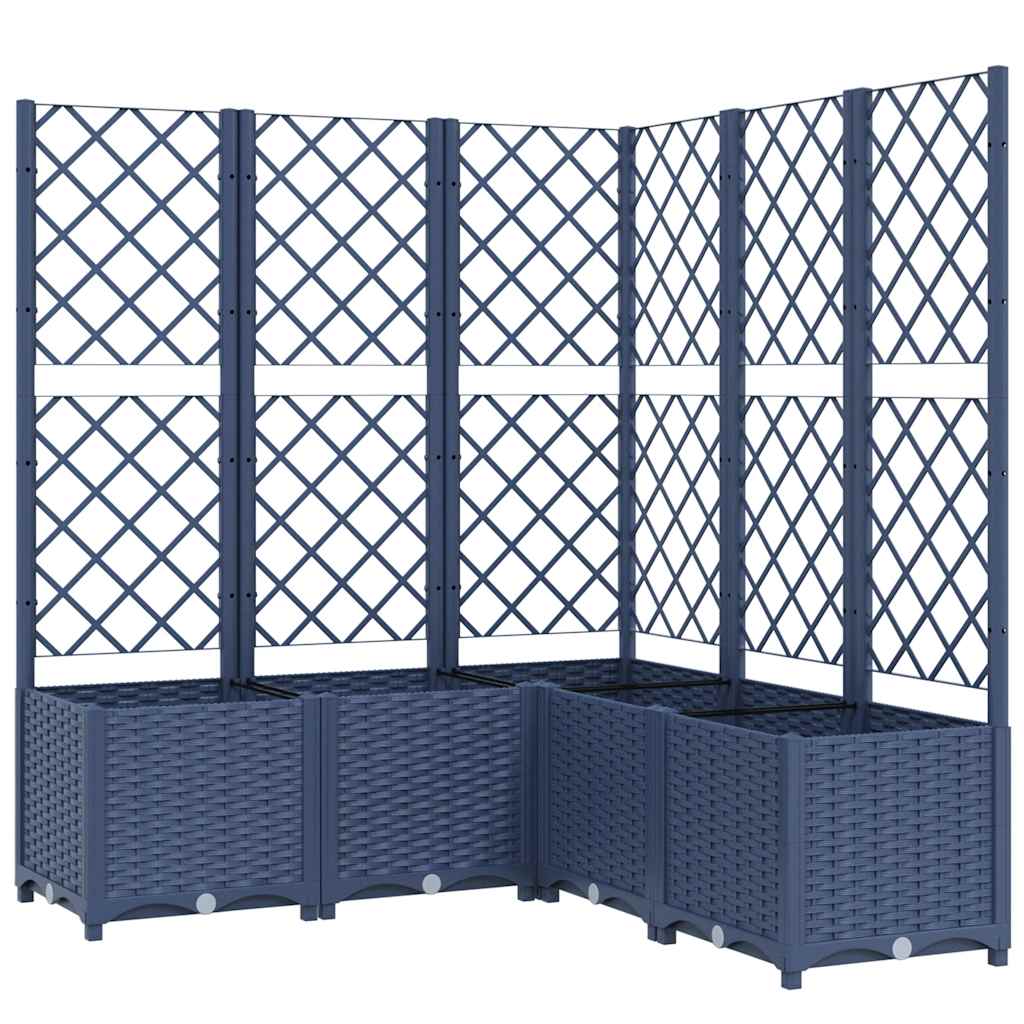 Plantenbak met latwerk 120x120x136 cm polypropeen blauwgrijs is nu te koop bij PeponiXL, paradijselijk wonen!