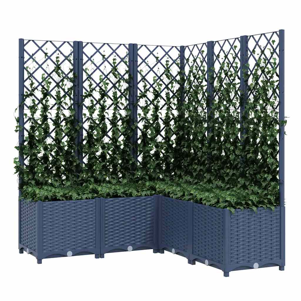 Plantenbak met latwerk 120x120x136 cm polypropeen blauwgrijs is nu te koop bij PeponiXL, paradijselijk wonen!