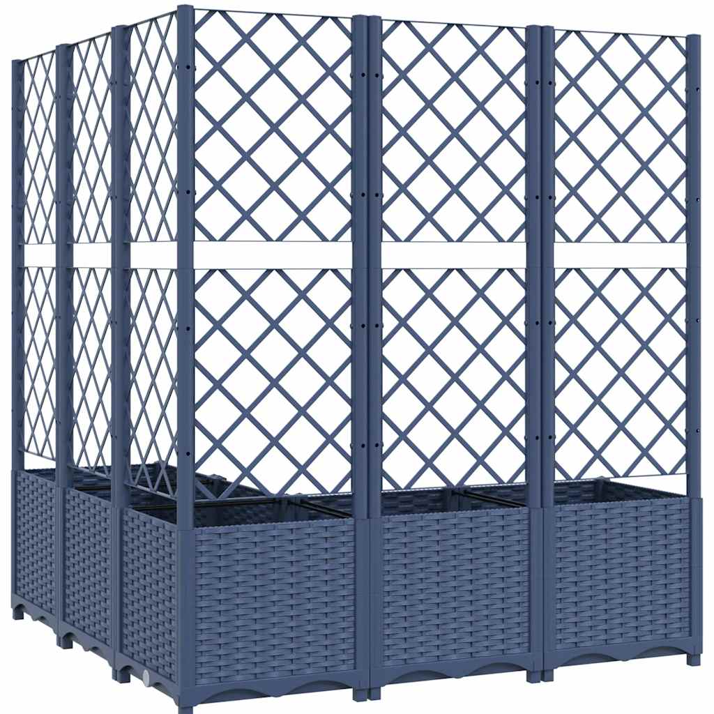 Plantenbak met latwerk 120x120x136 cm polypropeen blauwgrijs is nu te koop bij PeponiXL, paradijselijk wonen!