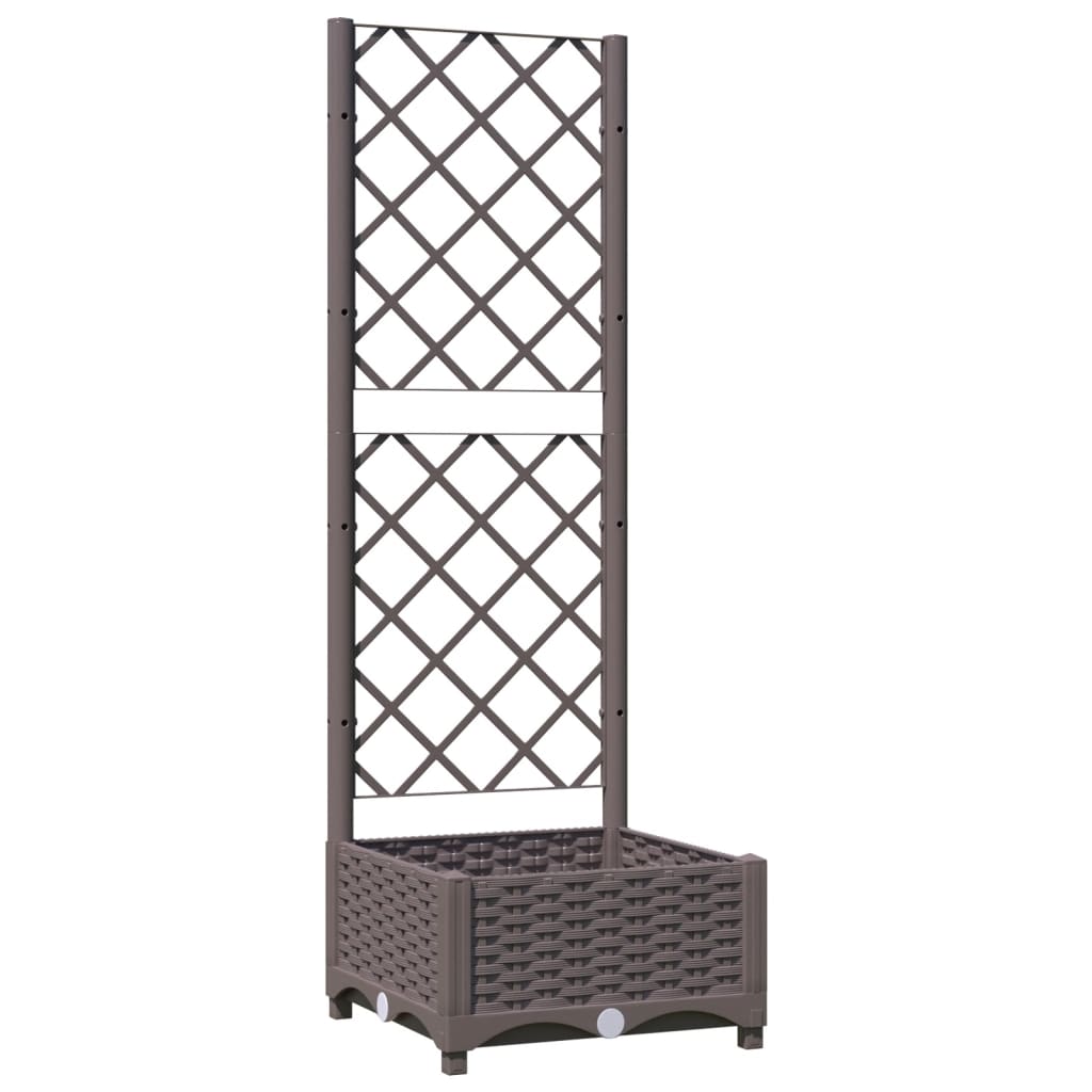 Plantenbak met latwerk 40x40x121,5 cm polypropeen bruin is nu te koop bij PeponiXL, paradijselijk wonen!