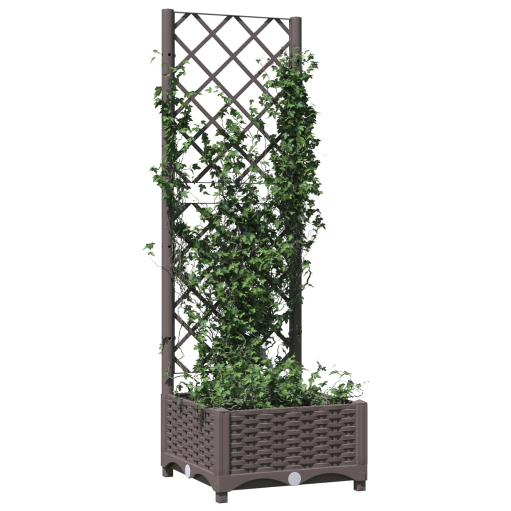 Plantenbak met latwerk 40x40x121,5 cm polypropeen bruin is nu te koop bij PeponiXL, paradijselijk wonen!