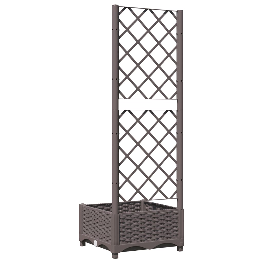 Plantenbak met latwerk 40x40x121,5 cm polypropeen bruin is nu te koop bij PeponiXL, paradijselijk wonen!