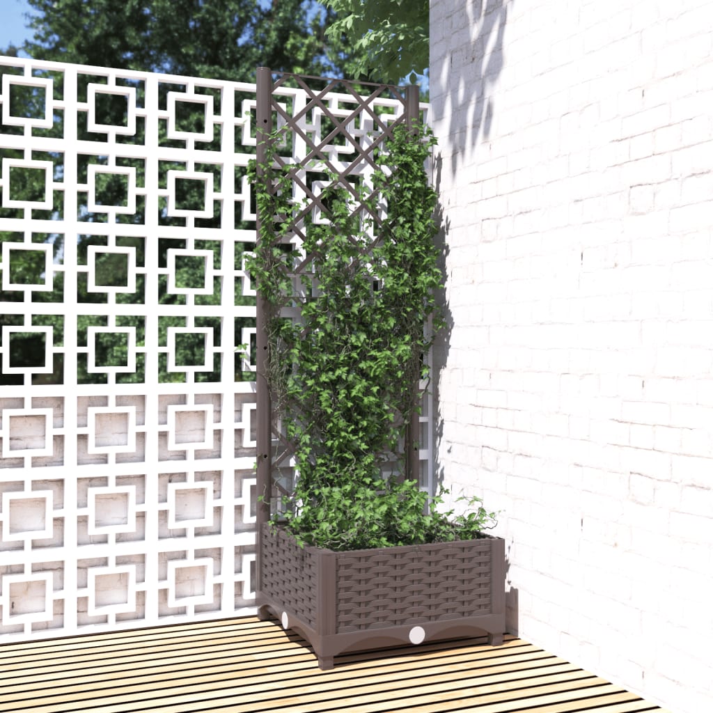 Plantenbak met latwerk 40x40x121,5 cm polypropeen bruin is nu te koop bij PeponiXL, paradijselijk wonen!