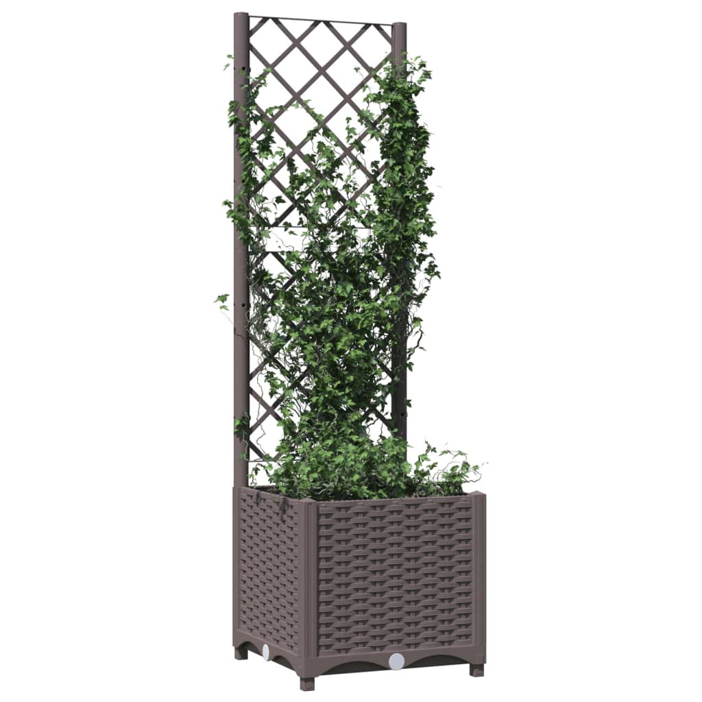 Plantenbak met latwerk 40x40x136 cm polypropeen bruin is nu te koop bij PeponiXL, paradijselijk wonen!