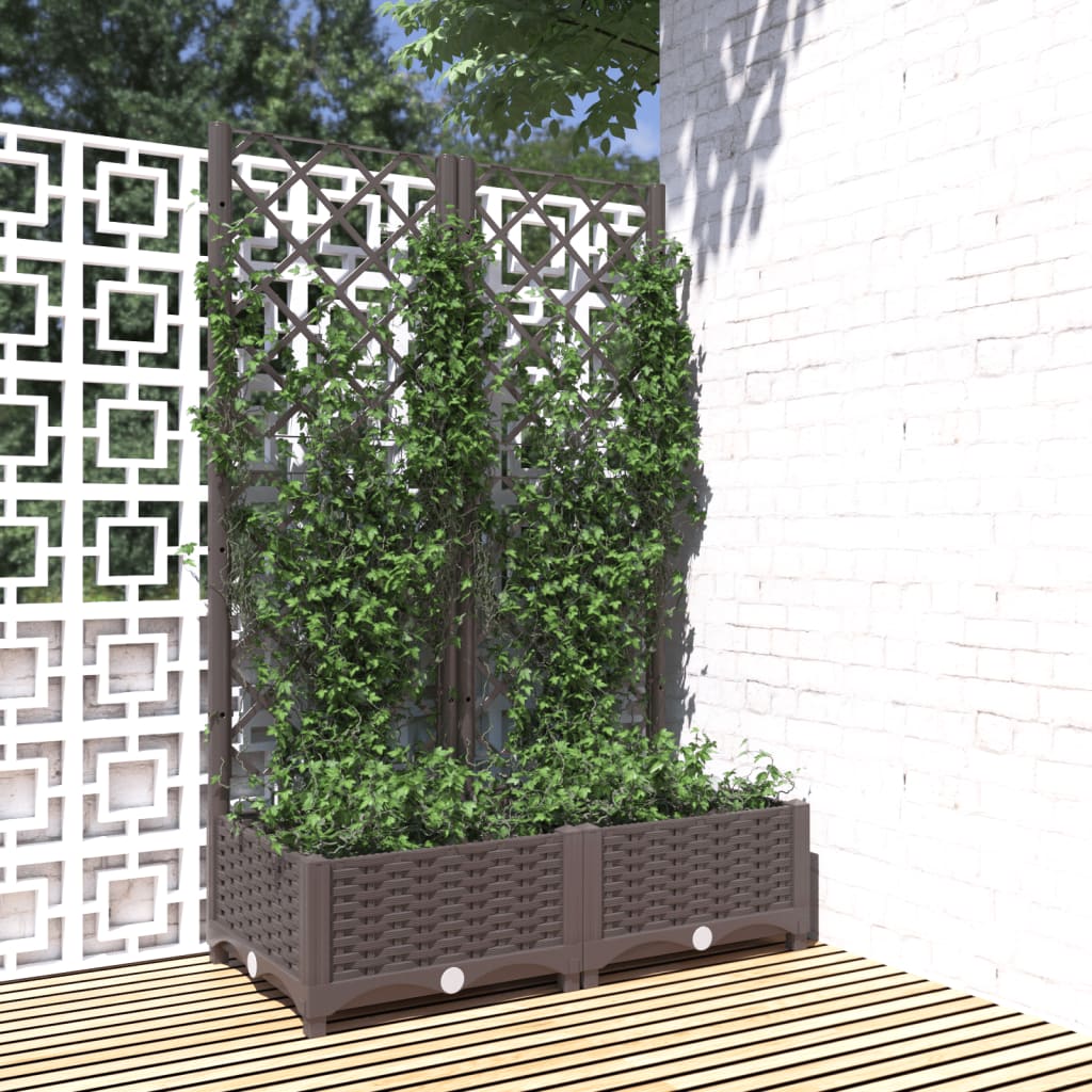 Plantenbak met latwerk 80x40x121,5 cm polypropeen bruin is nu te koop bij PeponiXL, paradijselijk wonen!