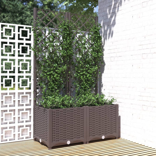 Plantenbak met latwerk 80x40x136 cm polypropeen bruin is nu te koop bij PeponiXL, paradijselijk wonen!