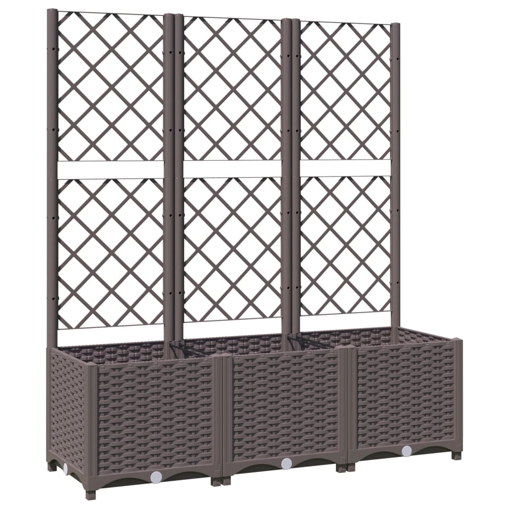 Plantenbak met trellis bruin 120x40x136 cm PP is nu te koop bij PeponiXL, paradijselijk wonen!