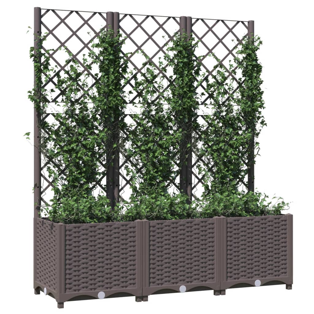 Plantenbak met trellis bruin 120x40x136 cm PP is nu te koop bij PeponiXL, paradijselijk wonen!