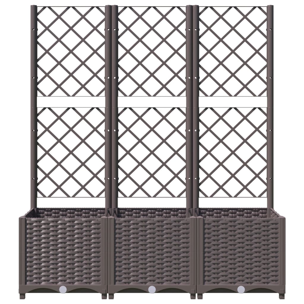 Plantenbak met trellis bruin 120x40x136 cm PP is nu te koop bij PeponiXL, paradijselijk wonen!