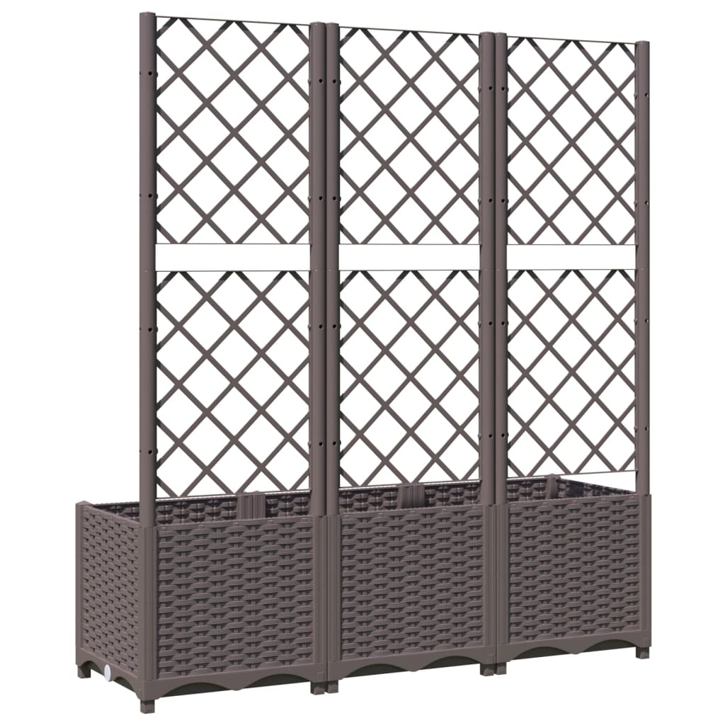 Plantenbak met trellis bruin 120x40x136 cm PP is nu te koop bij PeponiXL, paradijselijk wonen!