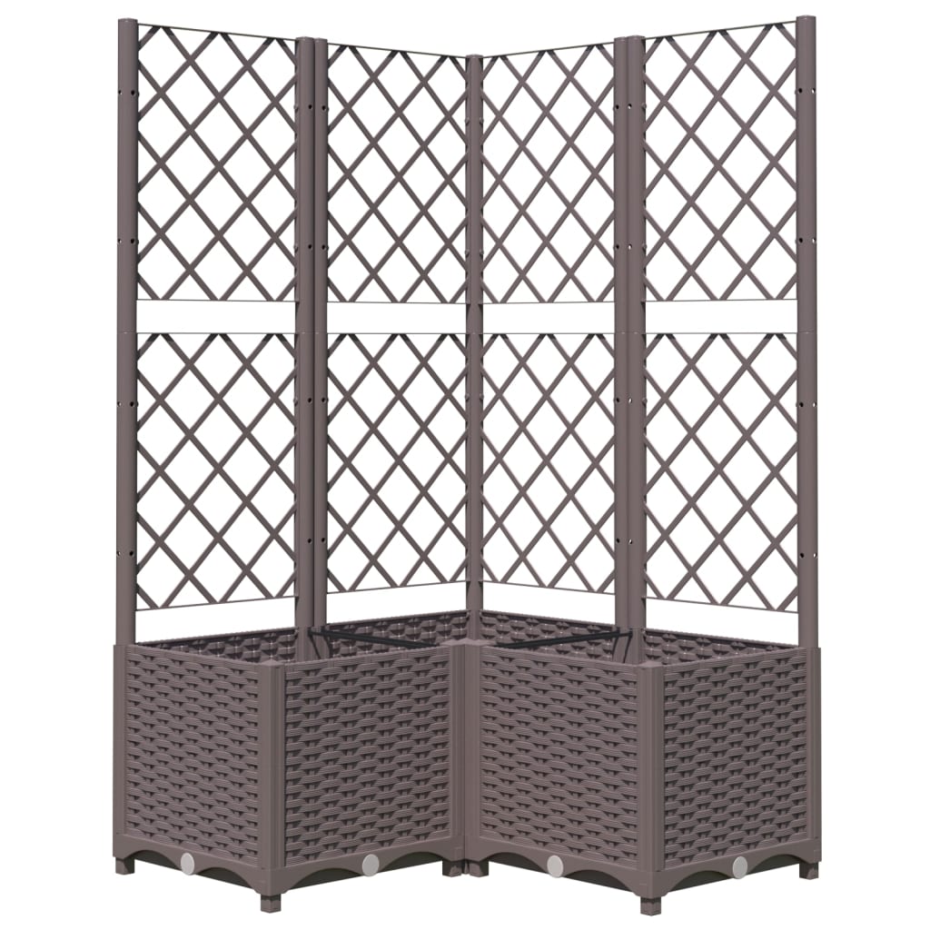 Plantenbak met latwerk 80x80x136 cm polypropeen bruin is nu te koop bij PeponiXL, paradijselijk wonen!
