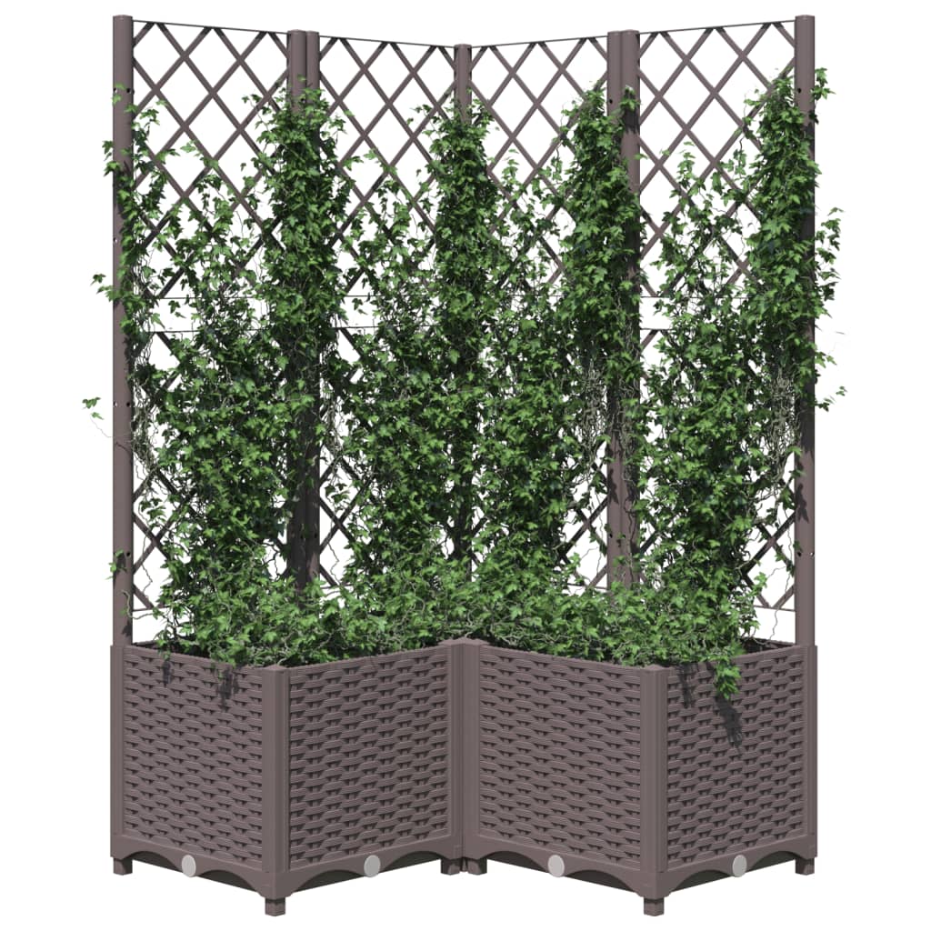 Plantenbak met latwerk 80x80x136 cm polypropeen bruin is nu te koop bij PeponiXL, paradijselijk wonen!